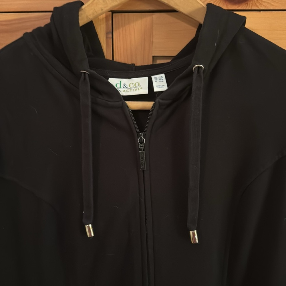 🐷 Denim & Co French Terry Active Front Zip Hoodie Jacket - Picture 2 of 10